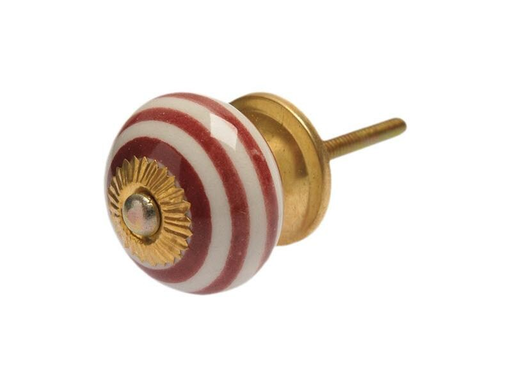 [90081323 1176507] Tranquillo Möbelgriff handgemacht Ø 4 cm, Rot-Weiss/Gold