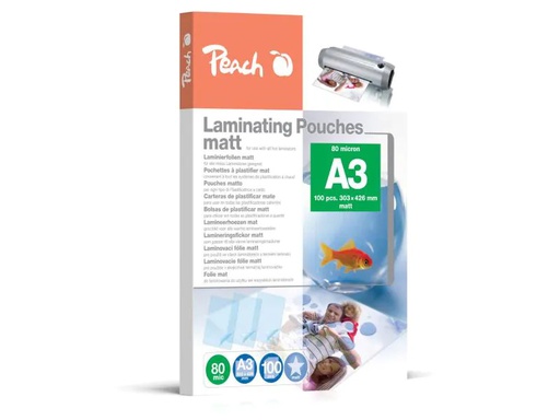 [90081831 976014] Peach Laminierfolie A3, 80 µm, 100 Stück, Matt