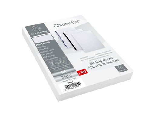 [90008223 1180098] Exacompta Einbanddeckel Chromolux 250 g/m², 100 Stück, Weiss