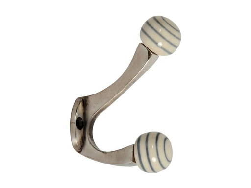 [90082488 1176464] Tranquillo Wandhaken 2-fach, mit Streifen Weiss/Blau
