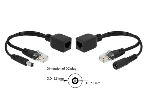 [90082637 1101278] Delock PoE Converter Passives Adapter Set RJ45, DC 5.5 x 2.5mm