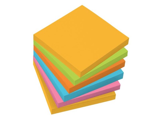 [90083062 860883] Sigel Notizzettel 7,5 x 7,5 cm 6 Blocks, Mehrfarbig