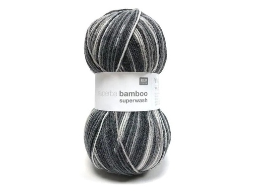 [90008309 1156804] Rico Design Wolle Bamboo für Socken 4-fädig, 100 g, Anthrazit