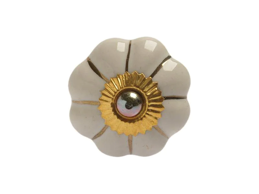 [90083340 1176508] Tranquillo Möbelgriff handgemacht Ø 4 cm, Weiss/Gold
