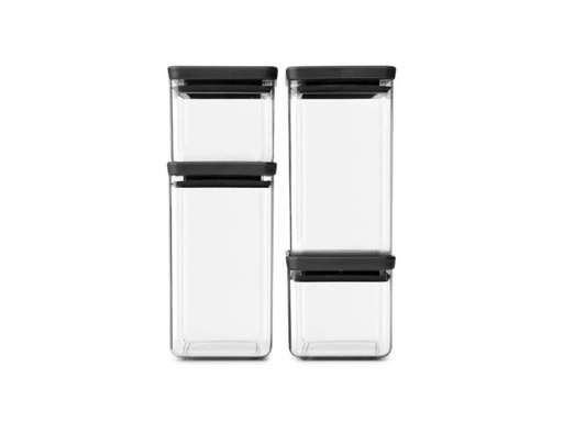 [90008323 904244] Brabantia Vorratsbehälter Tasty 4 Stück, 4.6 l, Dunkelgrau/Transparent