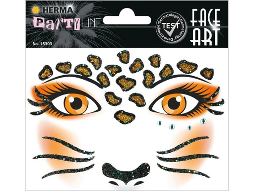 [90083578 1098922] Herma Stickers Tattoos Face Art Leopard, 1 Stück