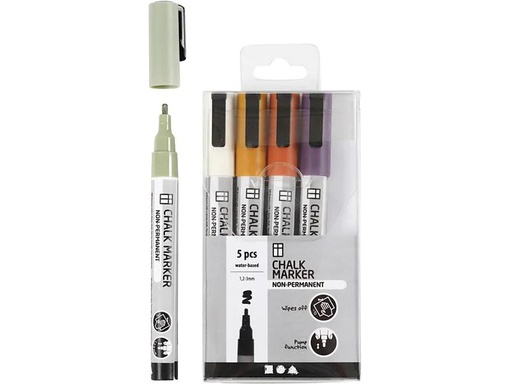 [90083619 1140071] Creativ Company Kreidemarker Pastell 5 Stück, Mehrfarbig
