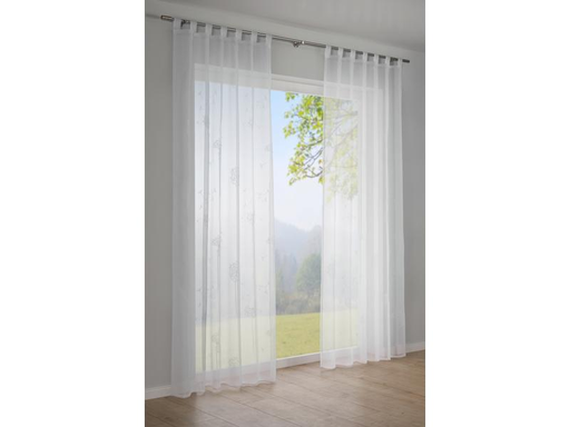 [90084460 1156057] Gardinia Tagvorhang mit Schlaufe Voile-Flock 140 cm x 245 cm, Weiss