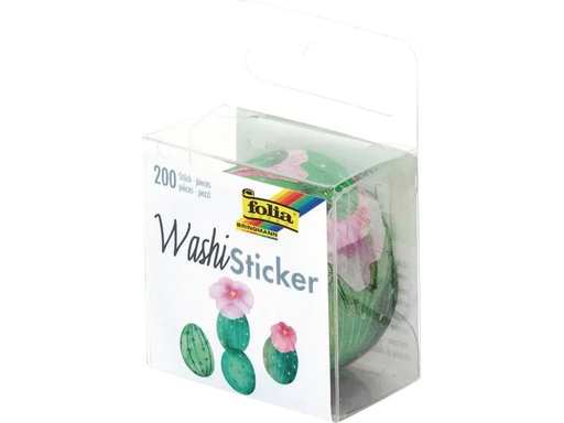 [90008427 982416] Folia Sticker auf Rolle Washi Kakteen, 200 Sticker