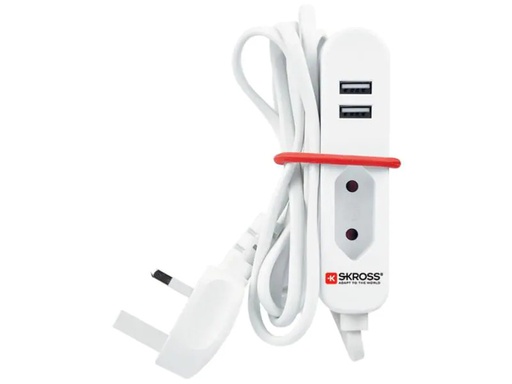 [90084731 1034908] SKROSS Steckdosenleiste Travel Station 1x T11, 2x USB UK-Stecker