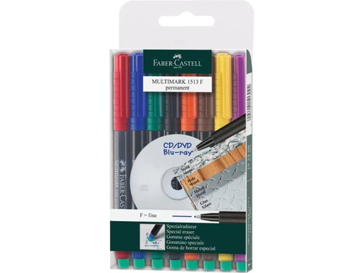[90084915 142970] Faber-Castell CD/DVD Marker Multimarker F permanent 8er Etui