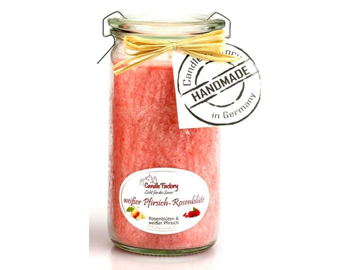 [90085387 1162147] Candle Factory Duftkerze weisser Pfirsich und Rosenblüte Mini Jumbo