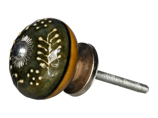 [90085651 1176602] Tranquillo Möbelgriff handgemacht, Ø 4 cm, Dunkelgrün/Silber