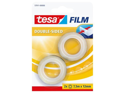 [90085883 124219] tesa Doppelseitiges Klebeband Film 12 mm x 7.5 m