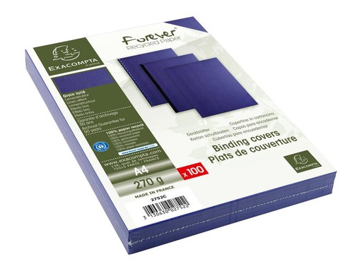 [90086170 1180105] Exacompta Einbanddeckel Forever 270 g/m², 100 Stück, Blau