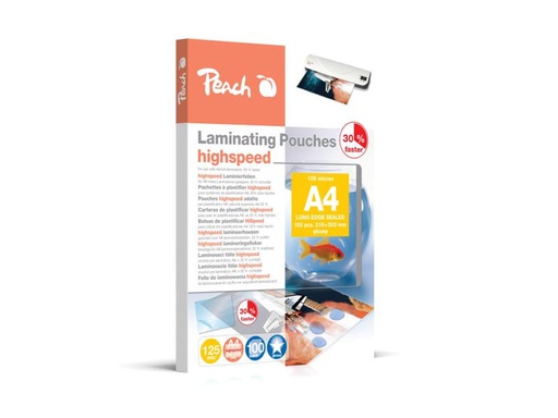 [90086374 909431] Peach Laminierfolie HighSpeed A4, 125 µm, 100 Stück, Glänzend