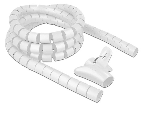 [90086737 1203263] Delock Spiroschlauch mit Einziehwerkzeug, 2.5 m x 30 mm Weiss