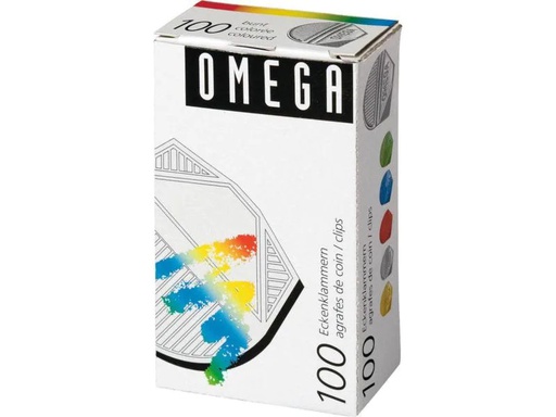 [90086872 960724] Omega Eckenklammer 100 Stück, Sortiert metallic