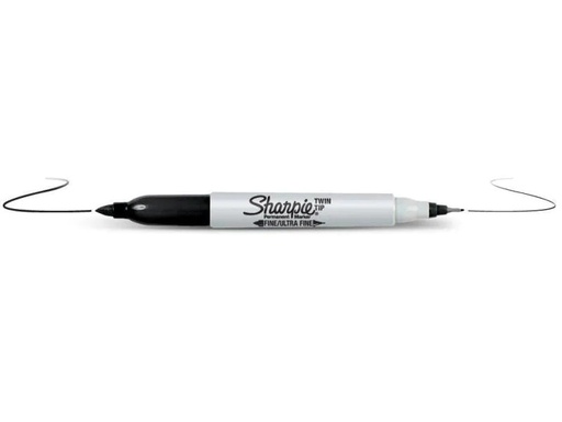 [90087427 995652] Sharpie Permanent-Marker Twin TIP 0.9 mm und 0.5 mm, Schwarz