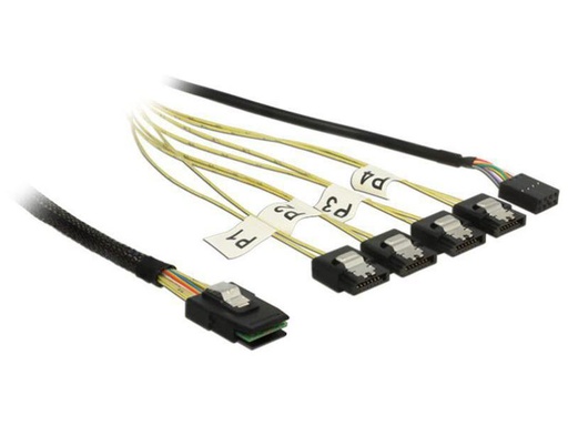 [90087600 522001] Delock SATA-Kabel 4x SATA-SFF-8087 Reverse Breakout 50 cm