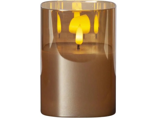 [90087808 1059729] Star Trading LED-Kerze Pillar Flamme Ø 9 x 12.5 cm, Braun