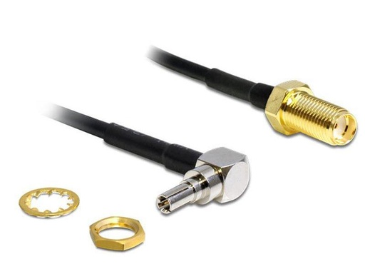 [90087837 378909] Delock Antennenadapter 90°, 20cm, SMA Buchse (f) - CRC9 Stecker (m)
