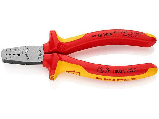 [90087904 916955] Knipex Crimpzange 145 mm für Aderendhülsen