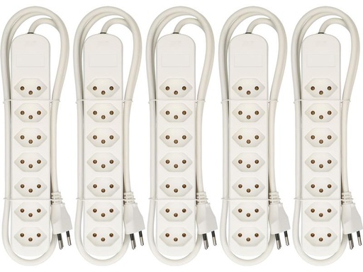 [90088729 1136565] Max Hauri Steckdosenleiste Basic-Line 7x T13 Weiss, 5er Pack