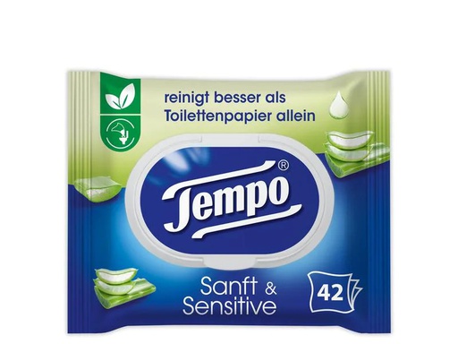 [90088967 675374] Tempo Feuchttücher sanft &amp; sensitiv Aloe Vera 42 Stück