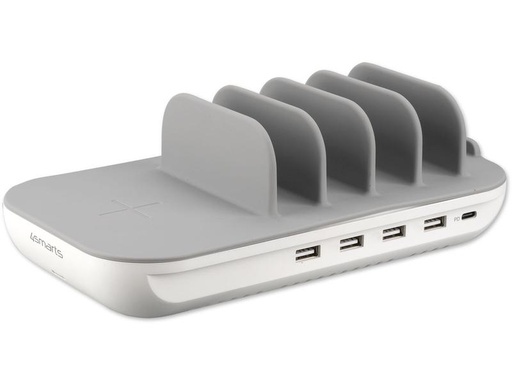 [90089031 1140454] 4smarts Ladestation Family Evo 63W mit Qi-Ladefläche, Grau