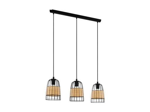 [90089608 1100802] EGLO Leuchten Pendelleuchte ANWICK 3x E27, Schwarz/Natur