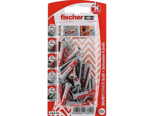 [90089678 683683] Fischer Dübel DUOPOWER 6 x 30 S, 12 Stück