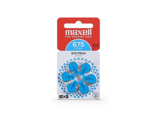 [90089909 1126446] Maxell Europe LTD. Hörgerätebatterie PR44- 675, 6 Stück
