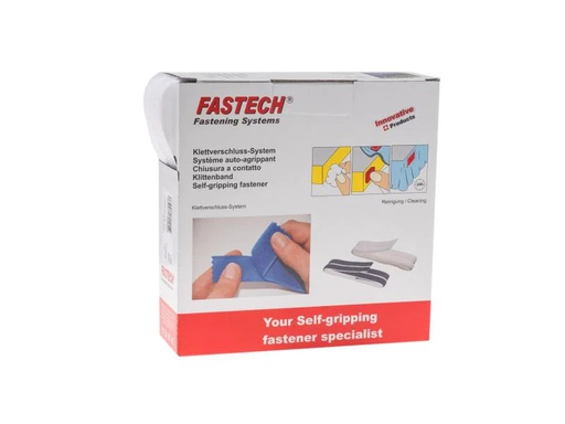 [90009035 906372] FASTECH Klettband-Box 20 mm x 10 m selbstklebend, Weiss
