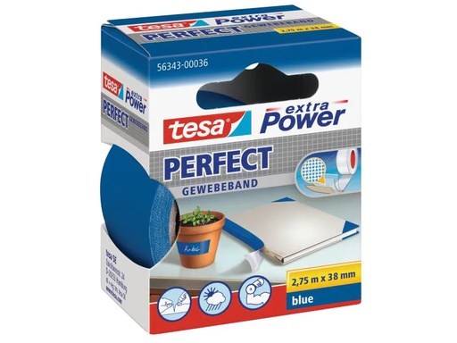 [90091125 339042] tesa Klebeband extra Power Perfect 38 mm x 2.75 m, Blau