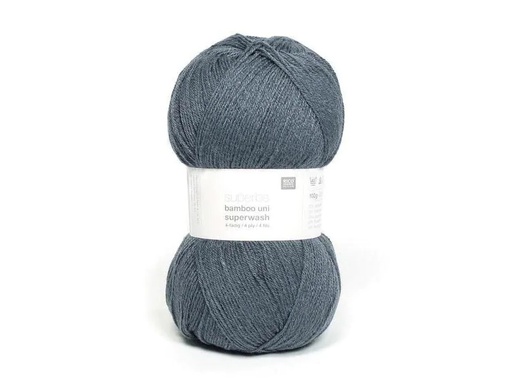 [90091191 1156837] Rico Design Wolle Bamboo Uni für Socken 100 g, Mittelgrau