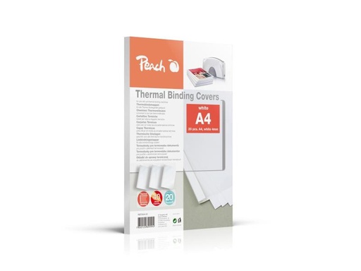 [90091298 747231] Peach Einbanddeckel für 40 Blatt, 200 g/m², 20 Stück, Weiss