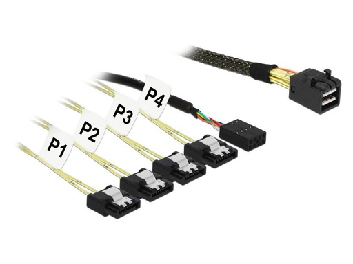 [90091469 850078] Delock SAS-Kabel SFF-8643 - 4xSATA + Sideband 1m