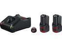 Bosch Professional Akku und Ladegerät 2x GBA 12V 2 Ah + GAL 12V-40 Starter-Set