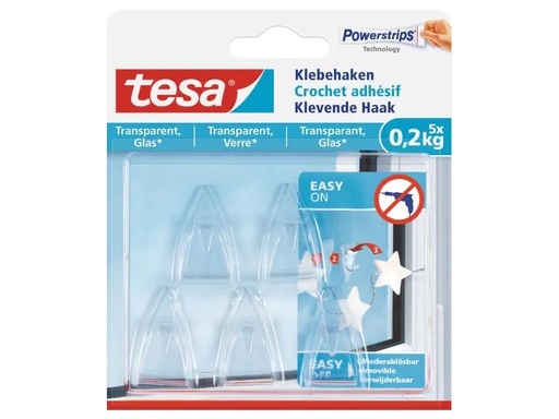 [90091845 491926] tesa Klebehaken 0,2 kg für transparente Flächen