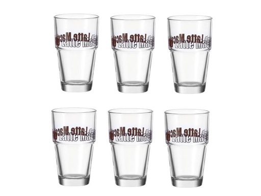 [90092016 554625] Leonardo Latte Macchiato Becher Solo 410 ml, 6 Stück, Transparent