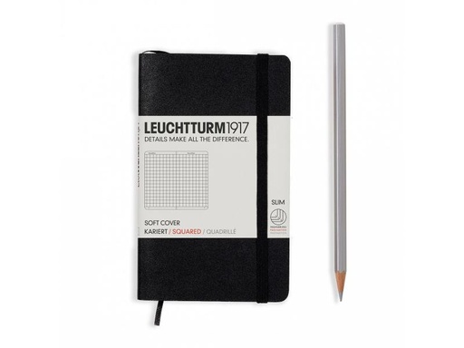 [90092257 678475] Leuchtturm Notizbuch Pocket A6, Kariert, Schwarz
