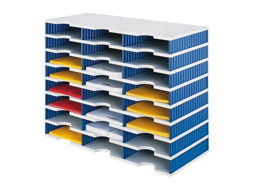 [90092310 830907] Styro Dokumentenablage styrodoc trio Blau, 24 Fächer