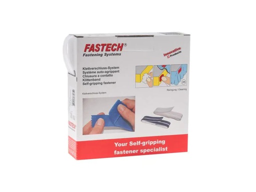 [90009305 906371] FASTECH Klettband-Box 10 mm x 10 m selbstklebend, Weiss
