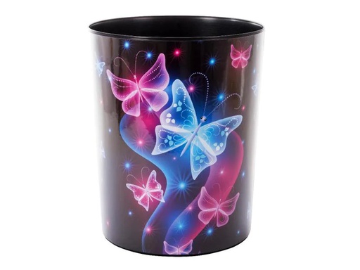 [90093693 1040863] Goldbuch Papierkorb Schmetterling 10 l, Schwarz; Pink; Blau