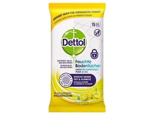 [90094002 1171565] Dettol Feuchte Bodentücher Zitrone &amp; Limette 15 Stück