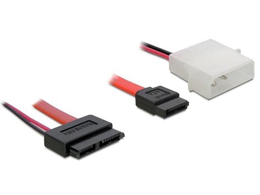 [90094083 93538] Delock Slim-SATA-Kabel rot, Molex Strom, 30 cm