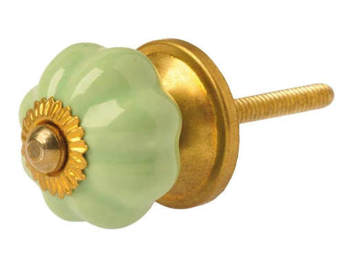 [90094196 1176527] Tranquillo Möbelgriff handgemacht, Ø 3 cm, Hellgrün/Gold