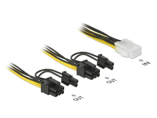 [90094299 663292] Delock Stromkabel 6Pin - 2x 6+2Pin 15 cm