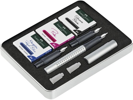 [90094304 924331] Faber-Castell Füllfederhalter Grip Set Schwarz/Silber